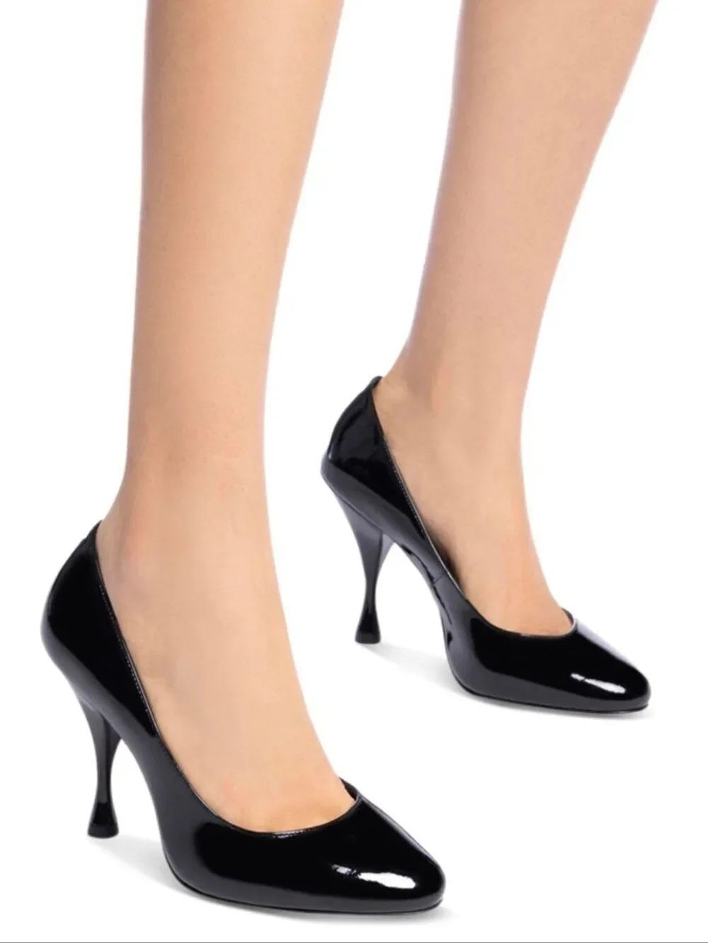 Larroude  Black Patent Leather High-Heel Pumps